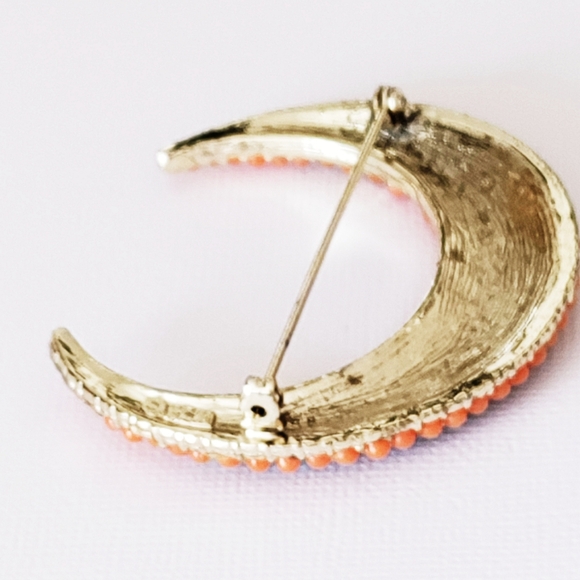 Vintage Simulated Coral and Turquoise Brooch BKS Signed - Picture 10 of 12